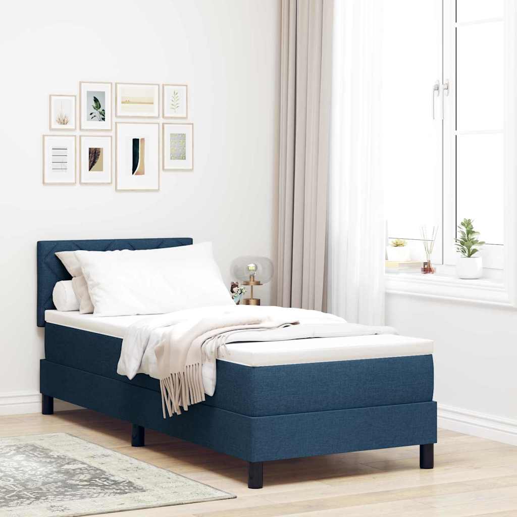 Box spring seng med LED-lysstrimler Blå 80 x 200 cm Stof