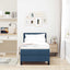 Box spring seng med LED-lysstrimler Blå 80 x 200 cm Stof