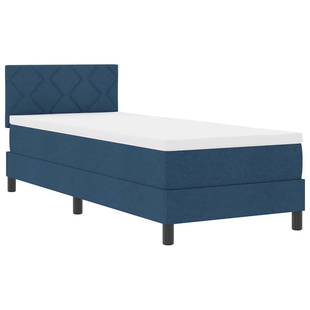 Box spring seng med LED-lysstrimler Blå 80 x 200 cm Stof