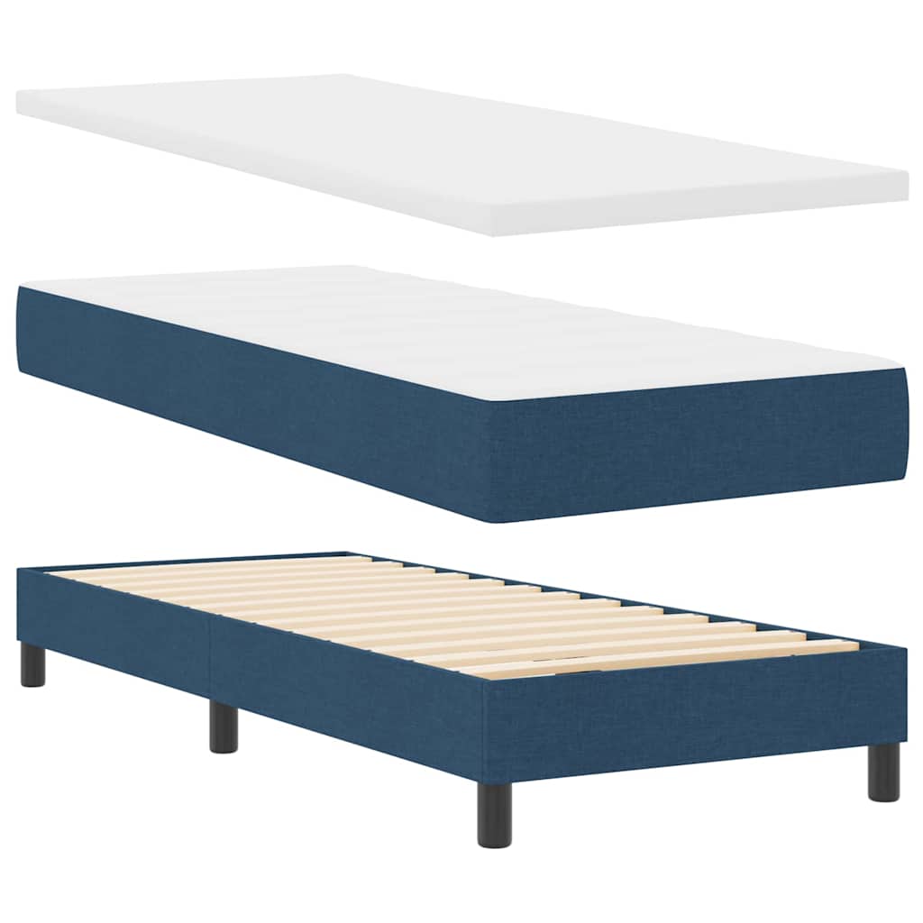 Box spring seng med LED-lysstrimler Blå 80 x 200 cm Stof