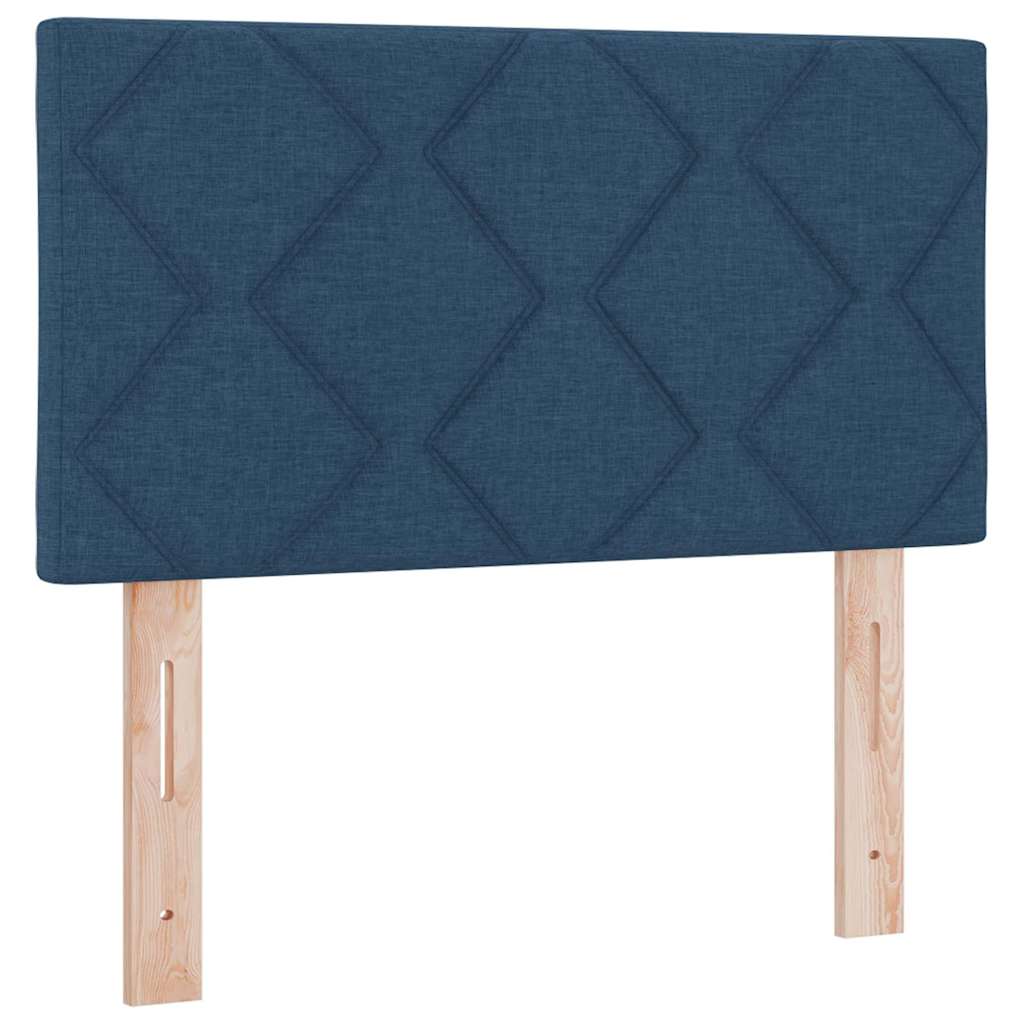 Box spring seng med LED-lysstrimler Blå 80 x 200 cm Stof
