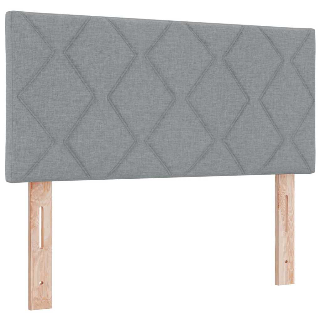 Box spring seng med LED-lysstrimler Lysegrå 90 x 190 cm Stof