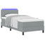 Box spring seng med LED-lysstrimler Lysegrå 90 x 190 cm Stof