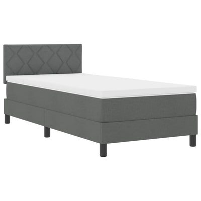 Box spring seng med LED-lysstrimler Mørkegrå 90 x 190 cm Stof