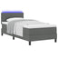 Box spring seng med LED-lysstrimler Mørkegrå 90 x 190 cm Stof