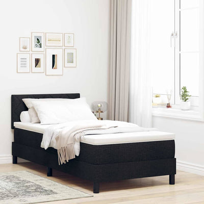 Box spring seng med pude med hovedgærde Sort 90 x 190 cm Stof