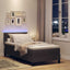 Box spring seng med LED-lysstrimler Mørk Brun 90 x 190 cm Stof