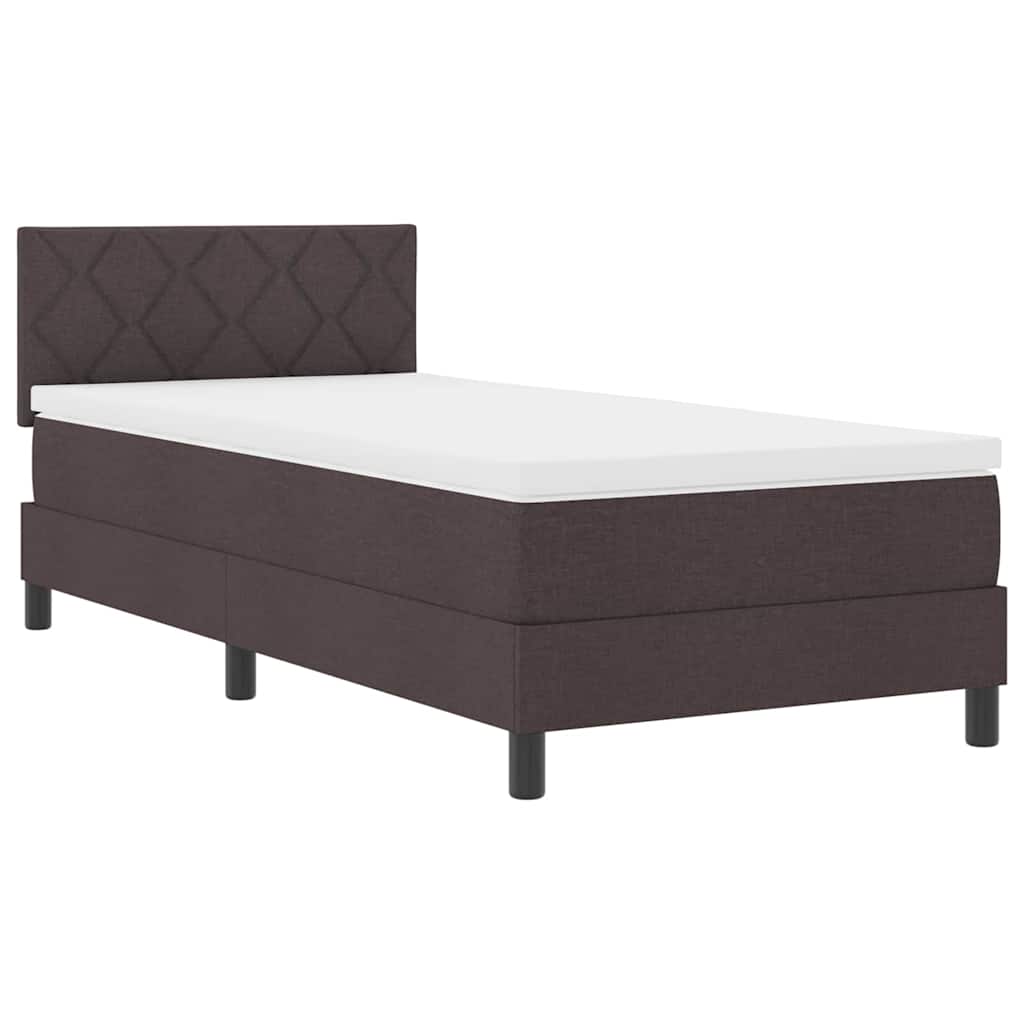 Box spring seng med LED-lysstrimler Mørk Brun 90 x 190 cm Stof