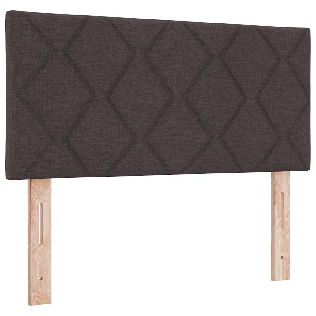 Box spring seng med LED-lysstrimler Mørk Brun 90 x 190 cm Stof
