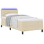 Box spring seng med LED-lysstrimler Creme 90 x 190 cm Stof