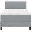 Box spring seng med LED-lysstrimler Lysegrå 90 x 200 cm Stof