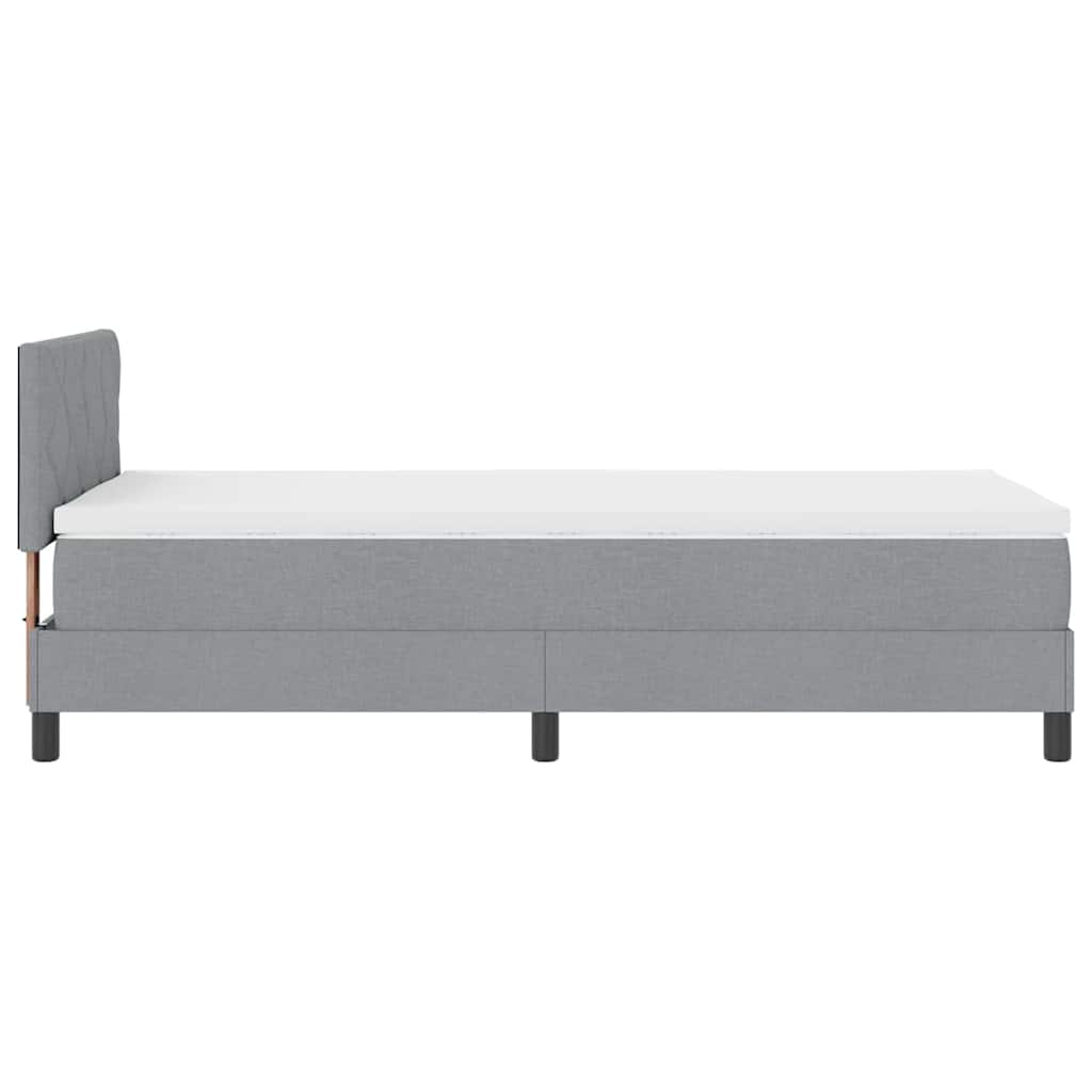 Box spring seng med LED-lysstrimler Lysegrå 90 x 200 cm Stof