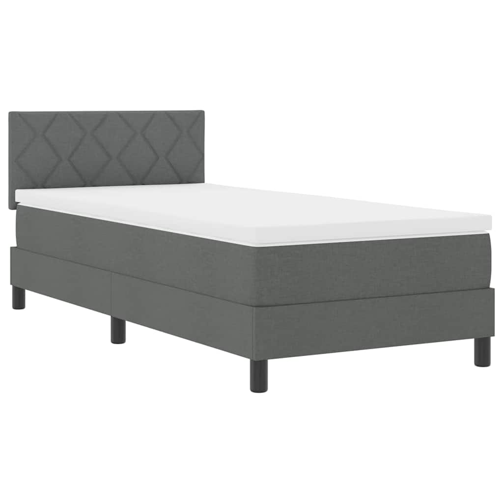 Box spring seng med LED-lysstrimler Mørkegrå 90 x 200 cm Stof