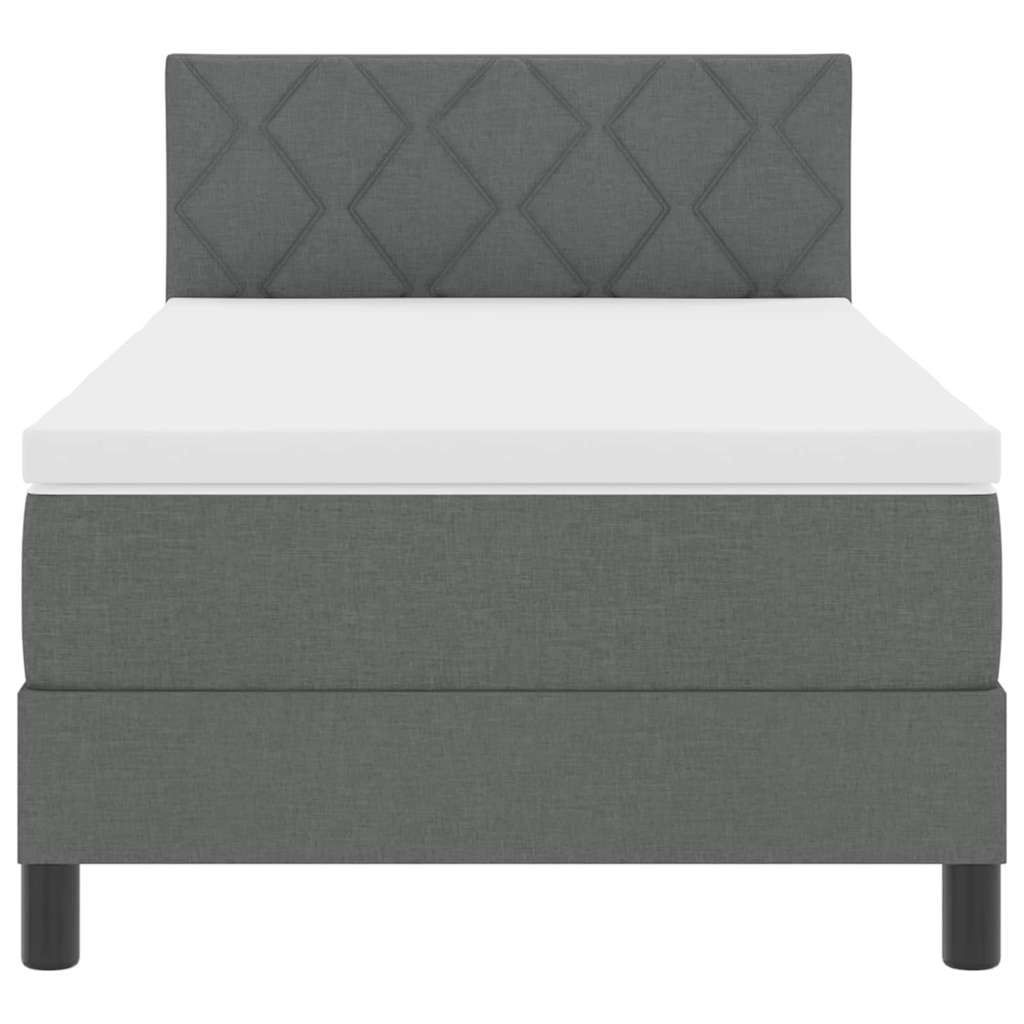 Box spring seng med LED-lysstrimler Mørkegrå 90 x 200 cm Stof