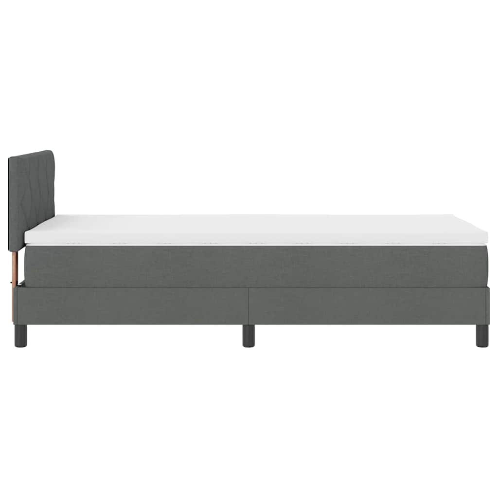 Box spring seng med LED-lysstrimler Mørkegrå 90 x 200 cm Stof