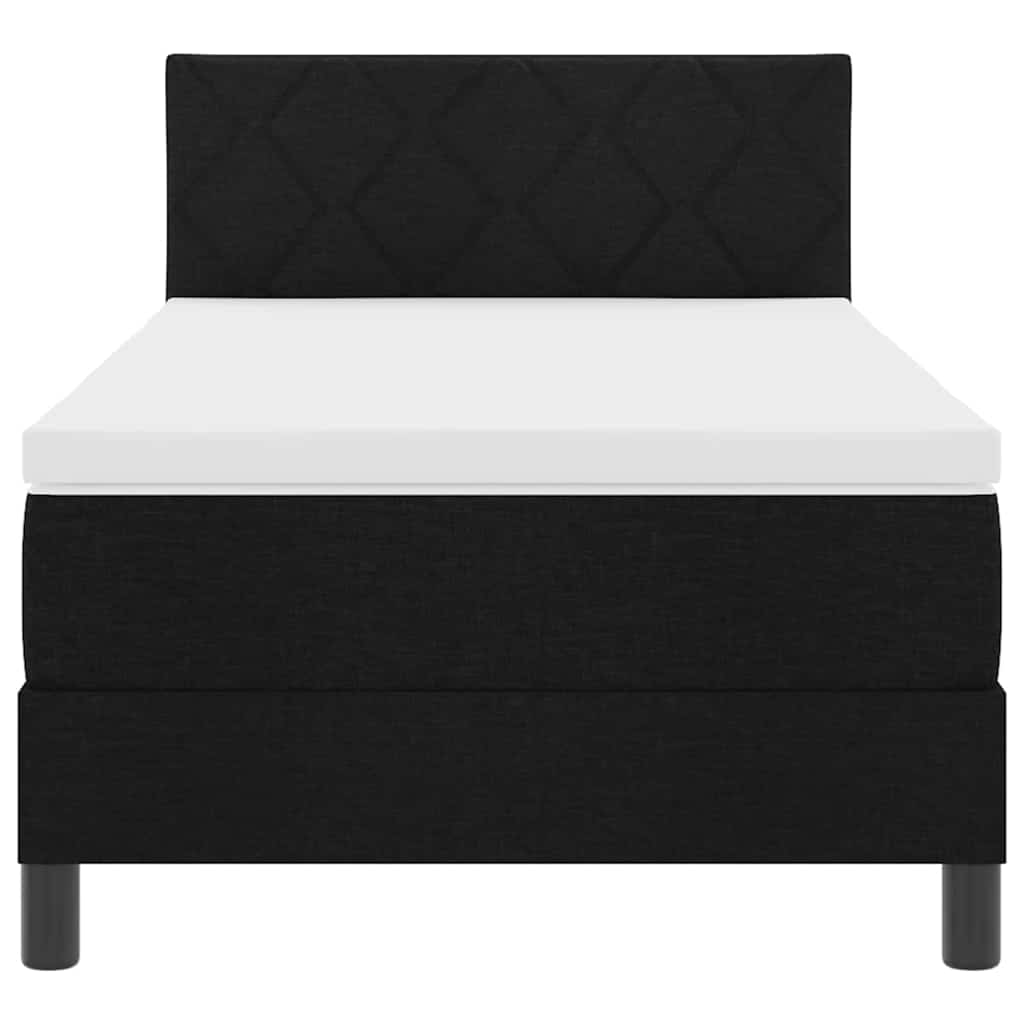 Box spring seng med pude med hovedgærde Sort 90 x 200 cm Stof