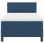 Box spring seng med LED-lysstrimler Blå 90 x 200 cm Stof