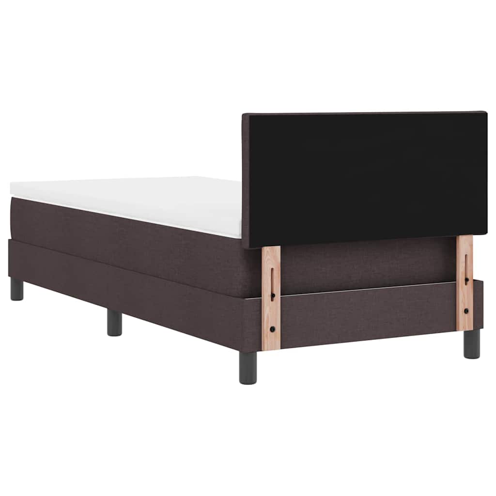 Box spring seng med LED-lysstrimler Mørk Brun 100 x 200 cm Stof