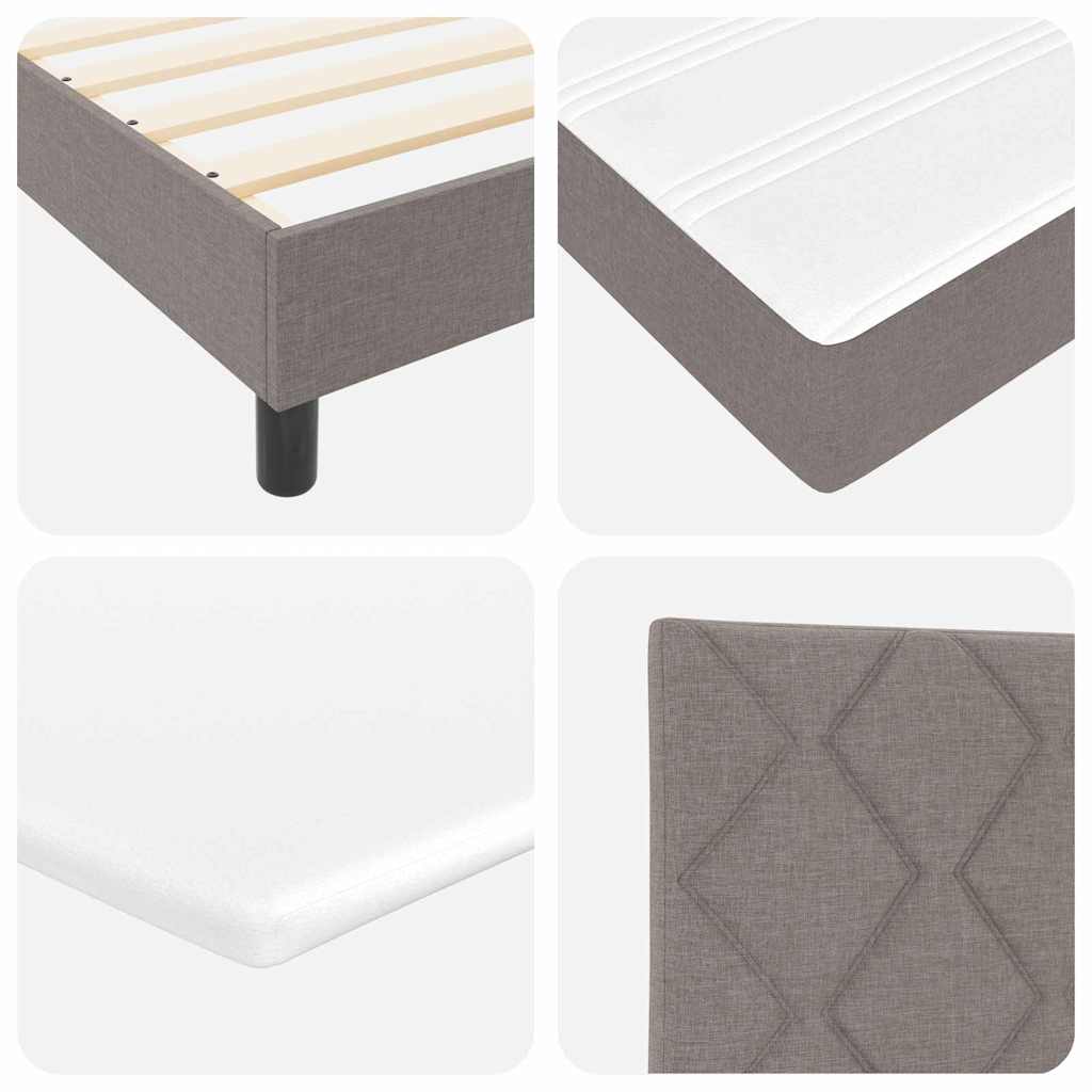 Box spring seng med LED-lysstrimler Gråbrun 100 x 200 cm Stof