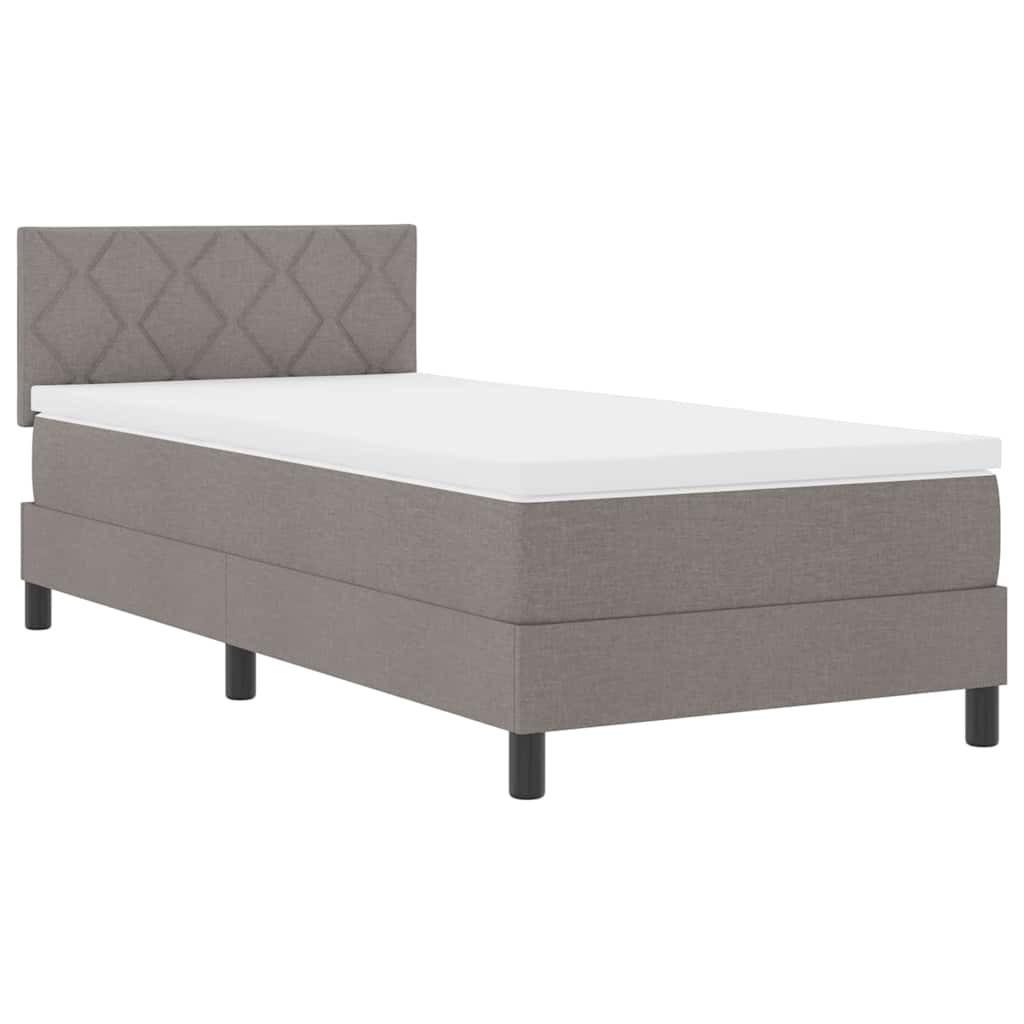 Box spring seng med LED-lysstrimler Gråbrun 100 x 200 cm Stof