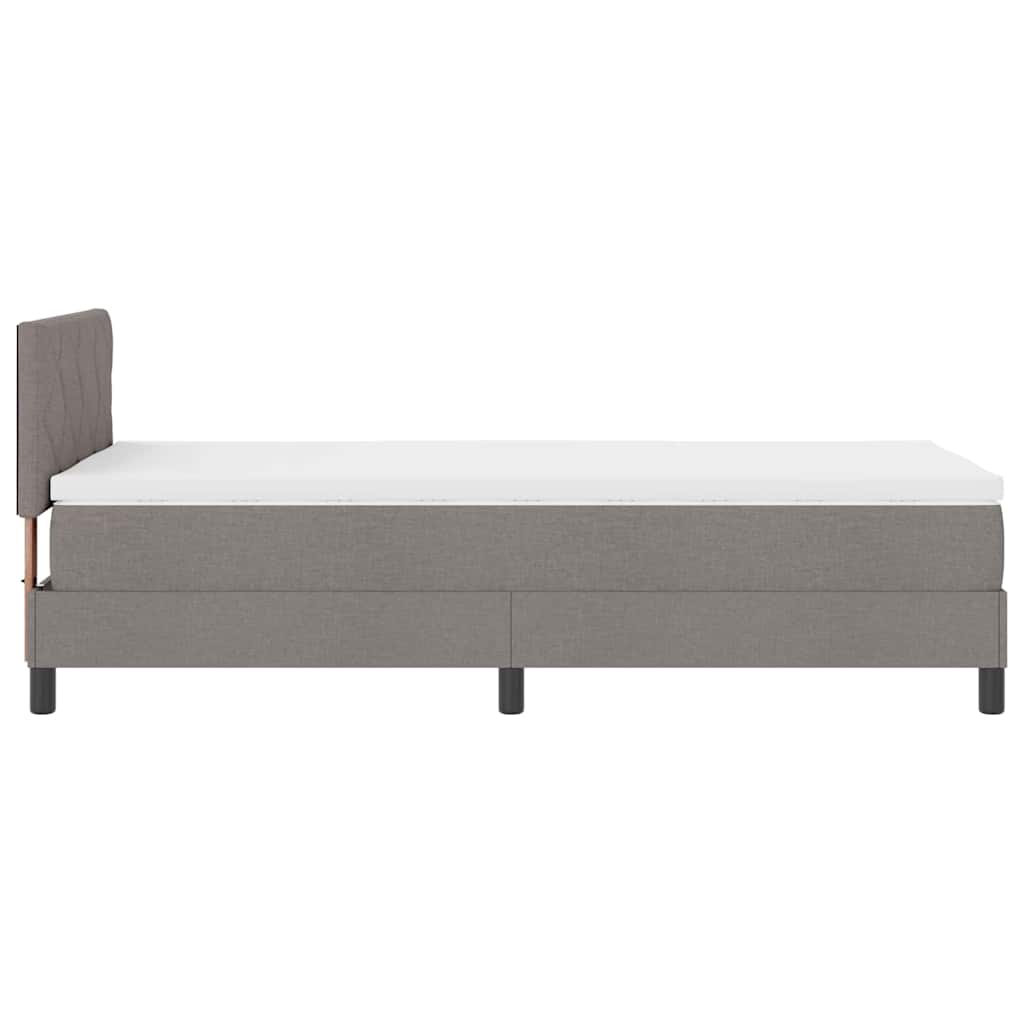 Box spring seng med LED-lysstrimler Gråbrun 100 x 200 cm Stof