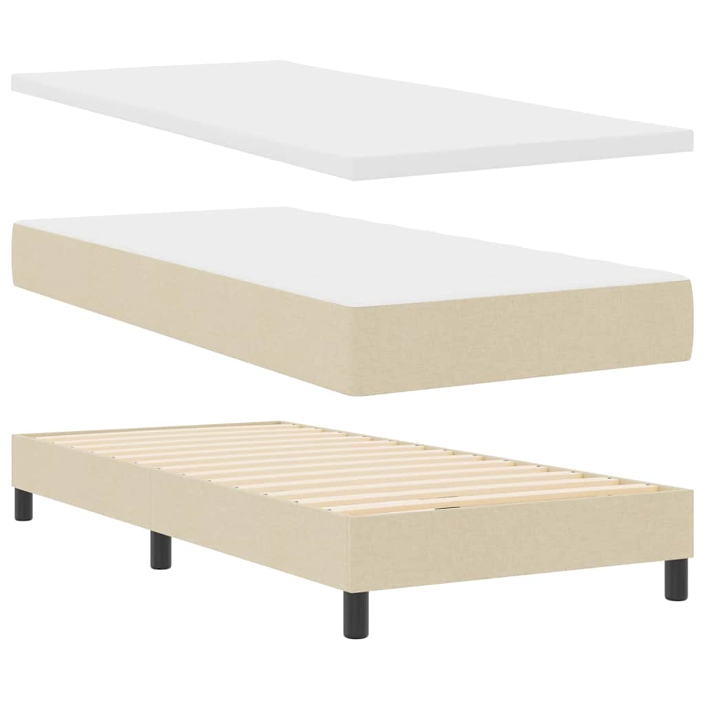 Box spring seng med pude med hovedgærde Creme 100 x 200 cm Stof
