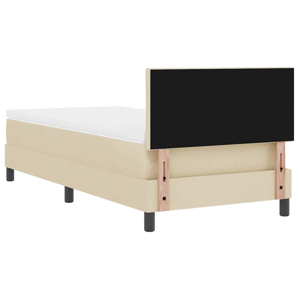 Box spring seng med pude med hovedgærde Creme 100 x 200 cm Stof