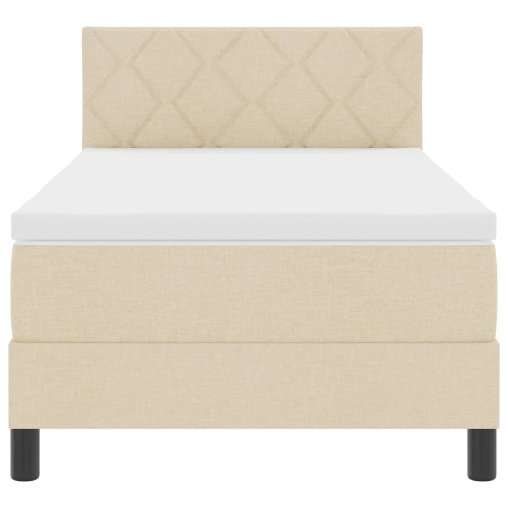 Box spring seng med pude med hovedgærde Creme 100 x 200 cm Stof