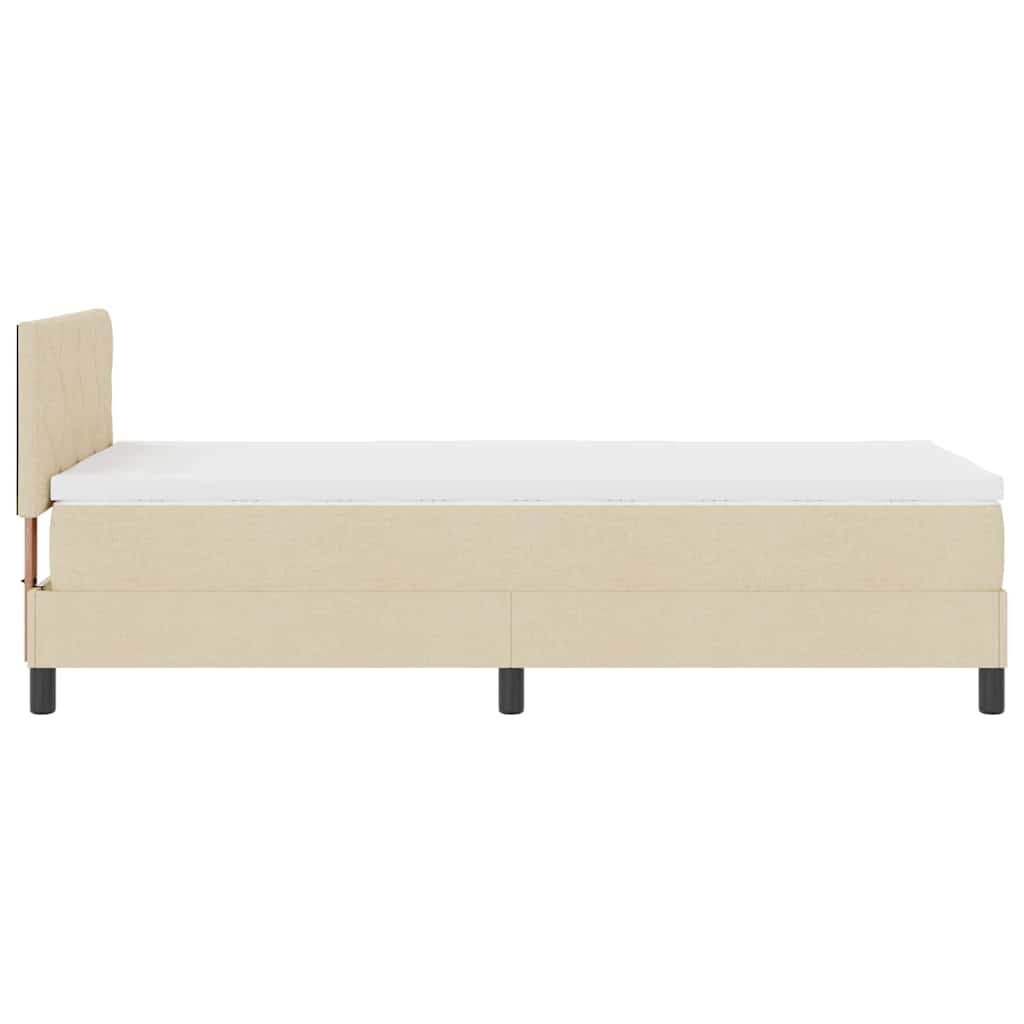 Box spring seng med pude med hovedgærde Creme 100 x 200 cm Stof