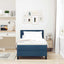 Box spring seng med LED-lysstrimler Blå 100 x 200 cm Stof