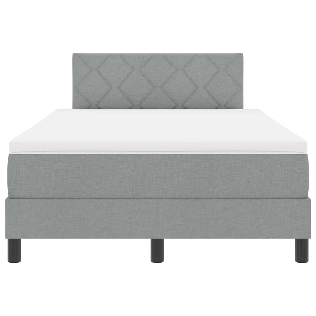 Box spring seng med LED-lysstrimler Lysegrå 120 x 190 cm Stof