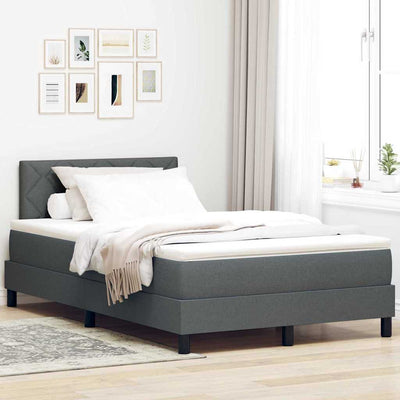 Box spring seng med LED-lysstrimler Mørkegrå 120 x 190 cm Stof