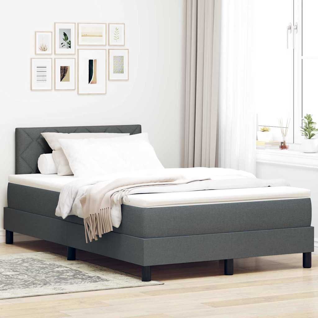 Box spring seng med LED-lysstrimler Mørkegrå 120 x 190 cm Stof