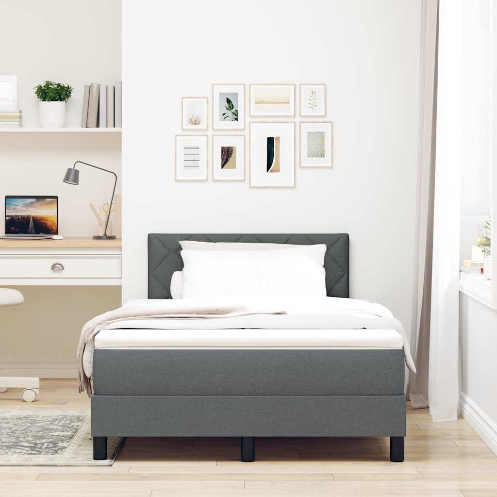 Box spring seng med LED-lysstrimler Mørkegrå 120 x 190 cm Stof