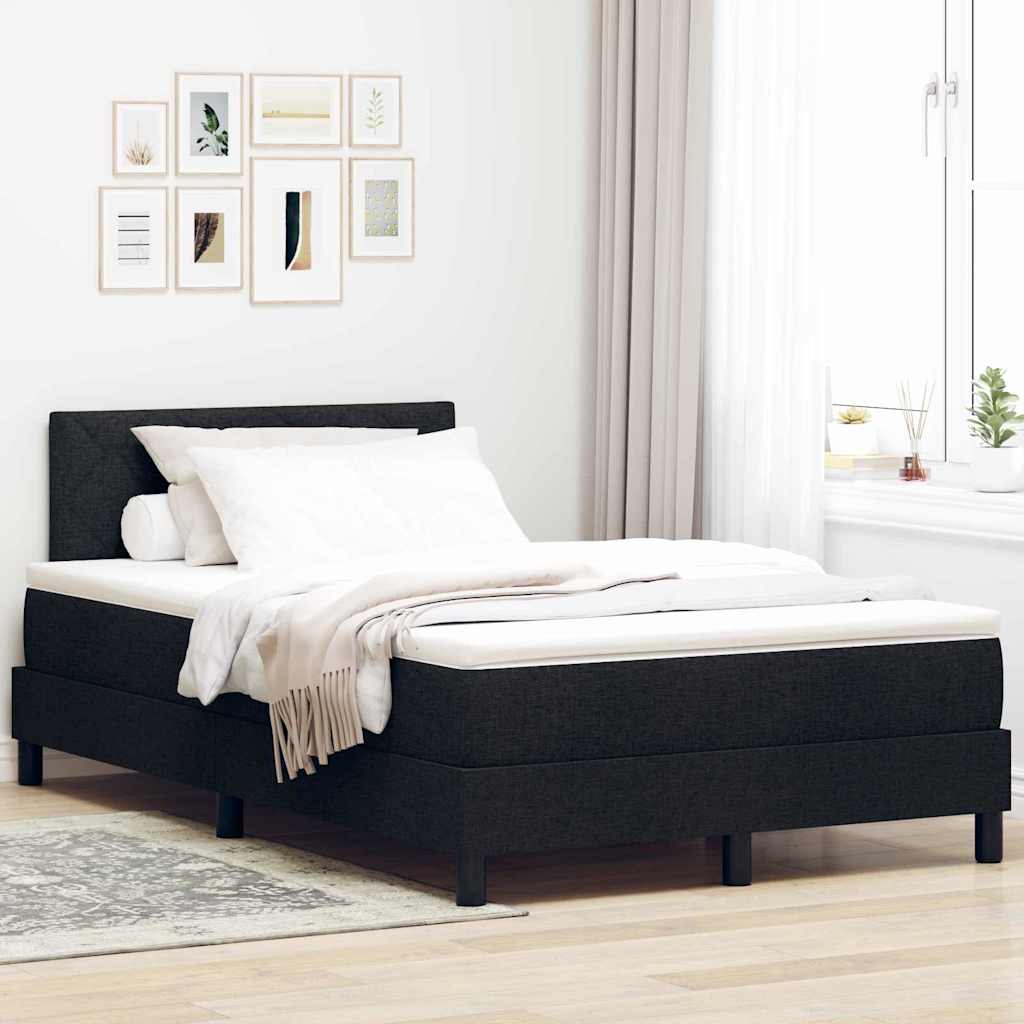 Box spring seng med LED-lysstrimler Sort 120 x 190 cm Stof