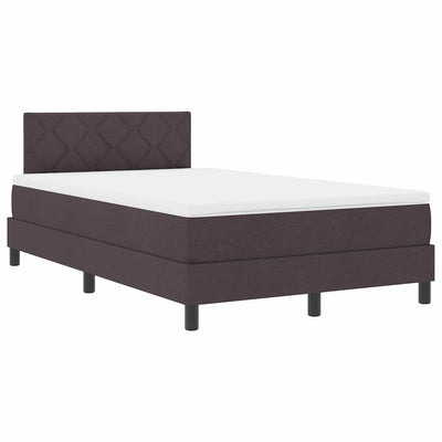 Box spring seng med LED-lysstrimler Mørk Brun 120 x 190 cm Stof