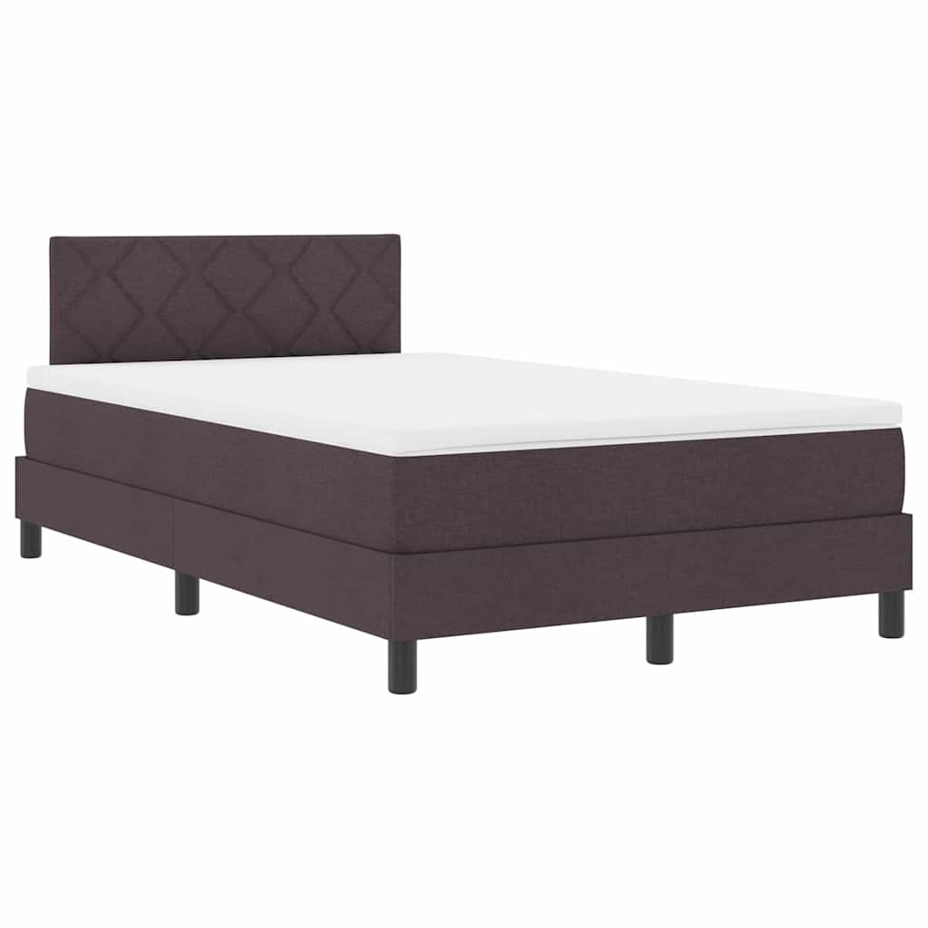 Box spring seng med LED-lysstrimler Mørk Brun 120 x 190 cm Stof