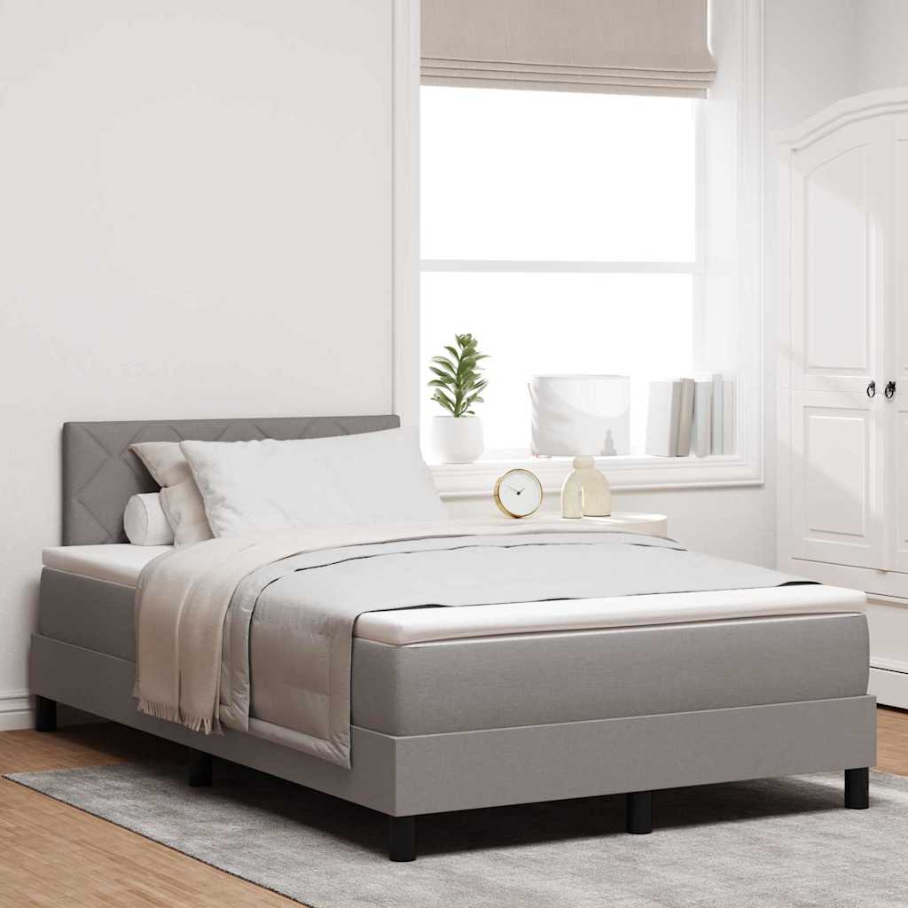Box spring seng med LED-lysstrimler Gråbrun 120 x 190 cm Stof