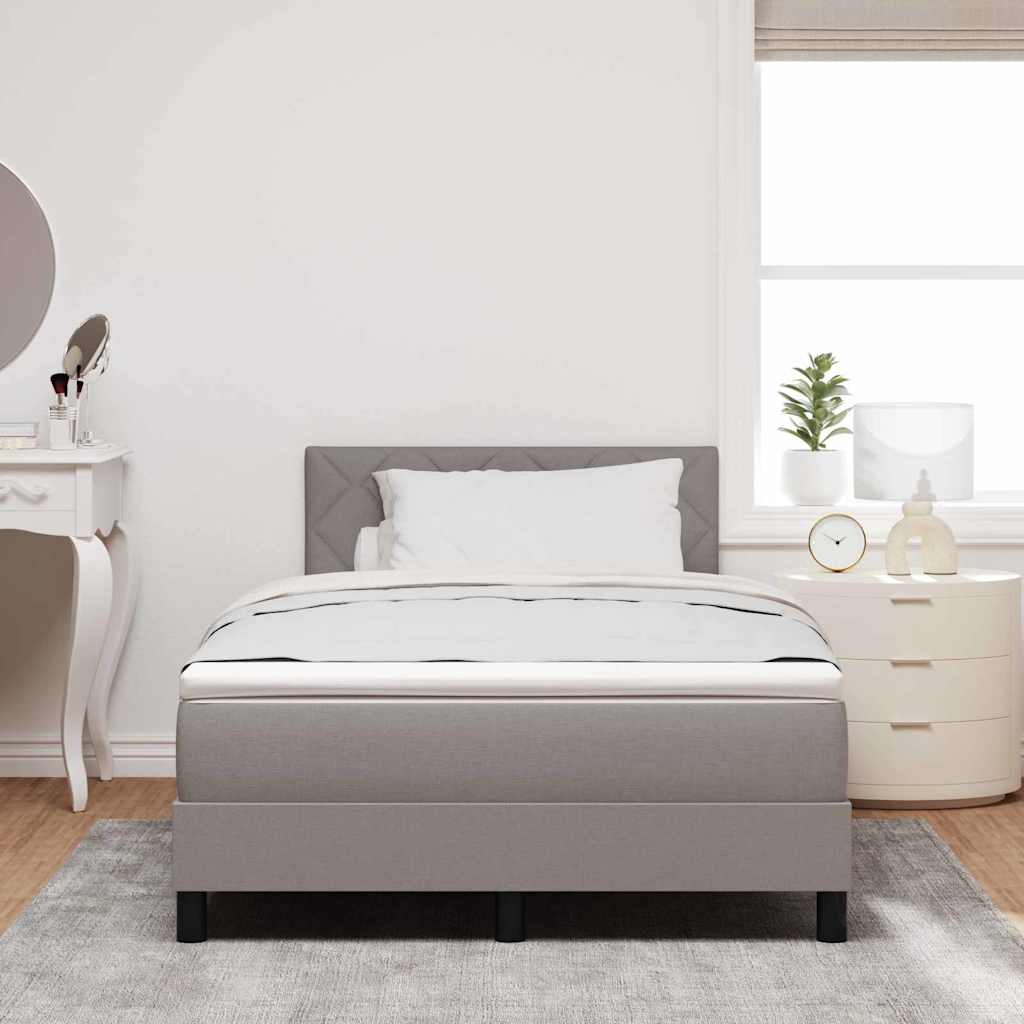 Box spring seng med LED-lysstrimler Gråbrun 120 x 190 cm Stof
