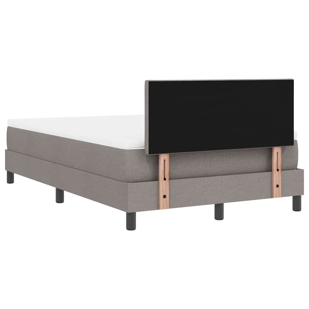 Box spring seng med LED-lysstrimler Gråbrun 120 x 190 cm Stof