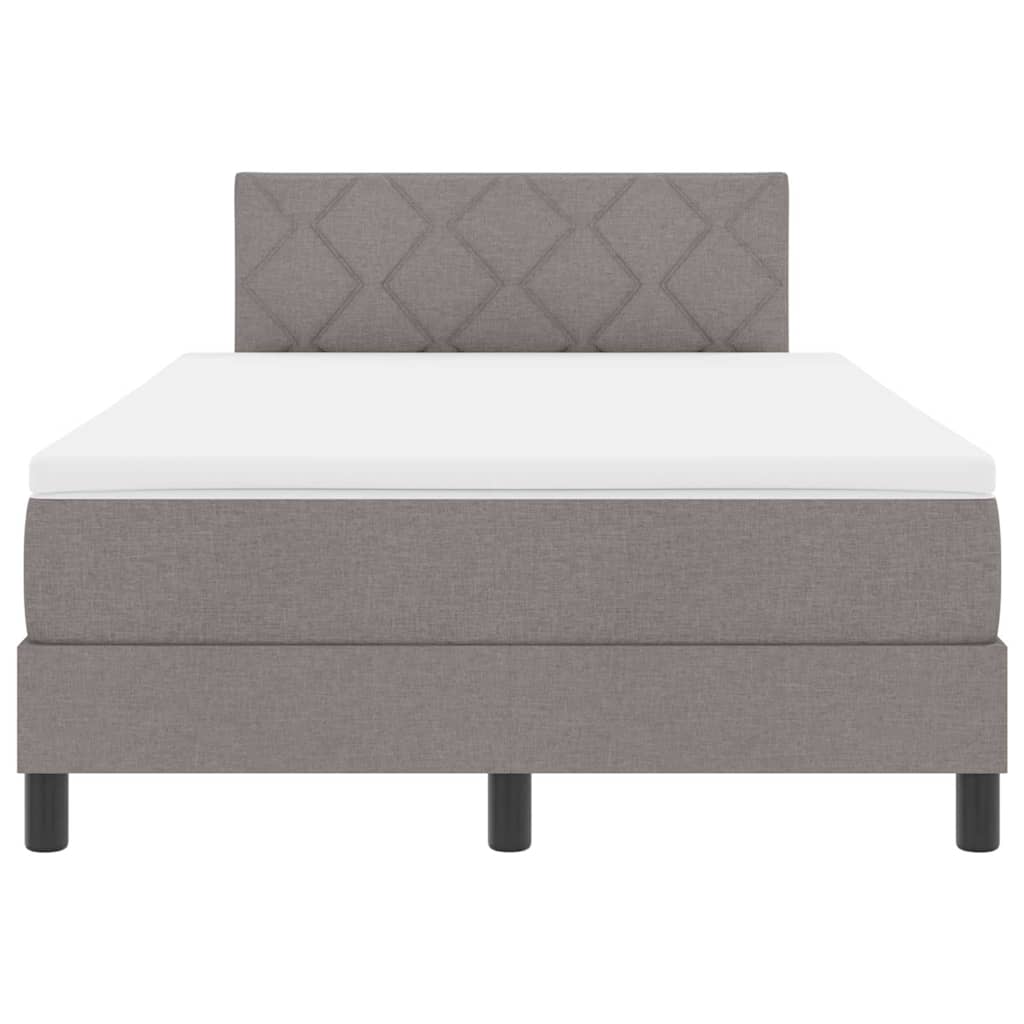 Box spring seng med LED-lysstrimler Gråbrun 120 x 190 cm Stof