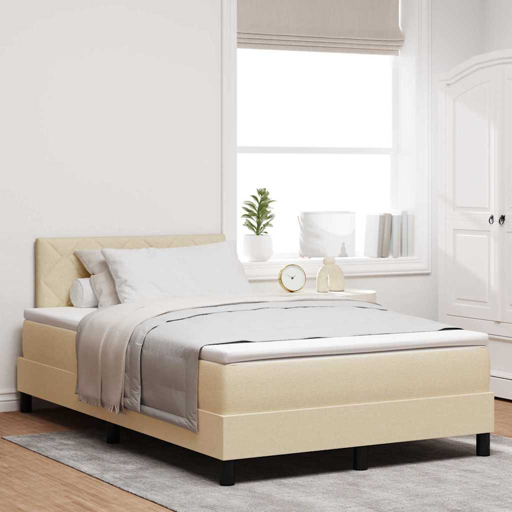 Box spring seng med LED-lysstrimler Creme 120 x 190 cm Stof