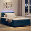 Box spring seng med LED-lysstrimler Blå 120 x 190 cm Stof