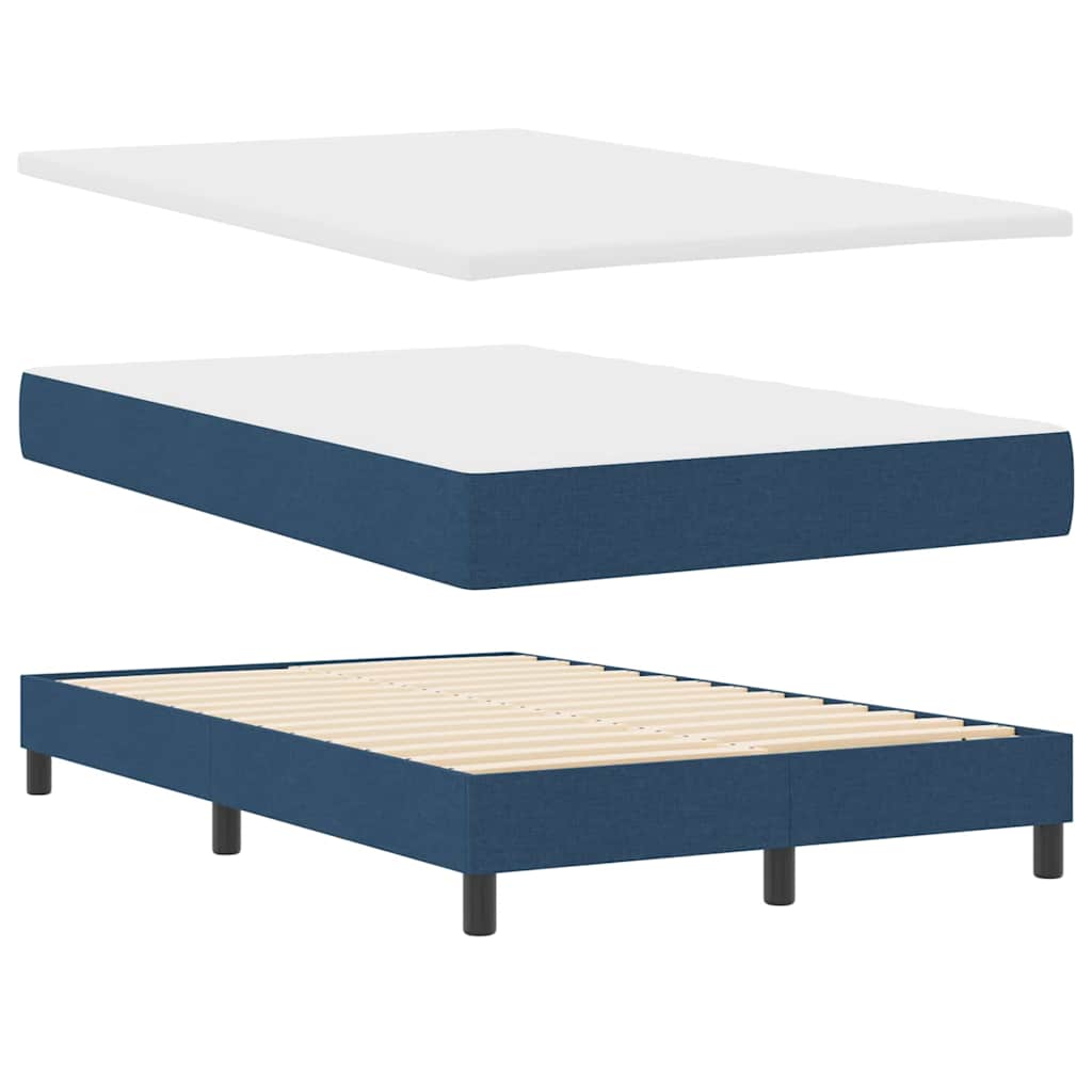 Box spring seng med LED-lysstrimler Blå 120 x 190 cm Stof