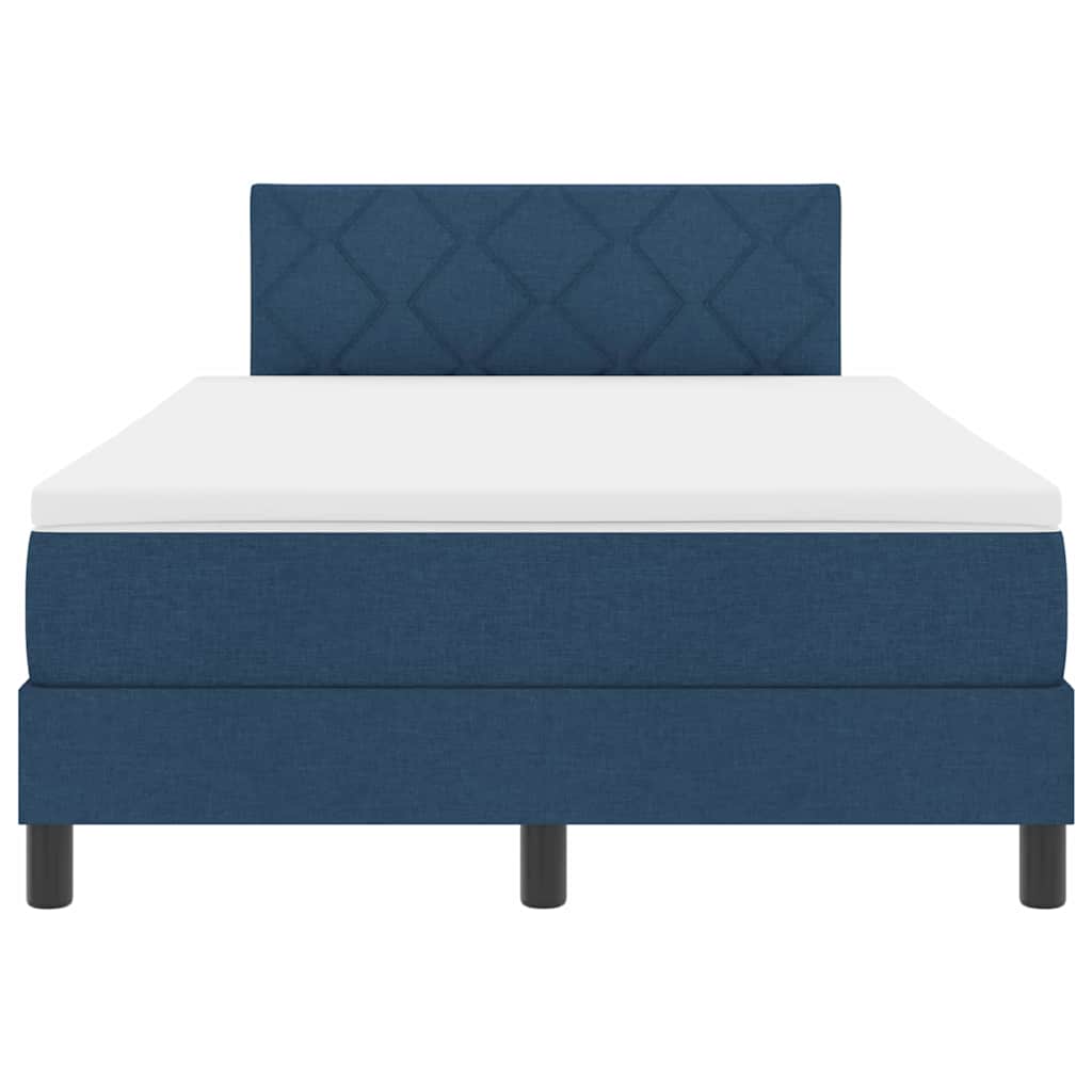 Box spring seng med LED-lysstrimler Blå 120 x 190 cm Stof