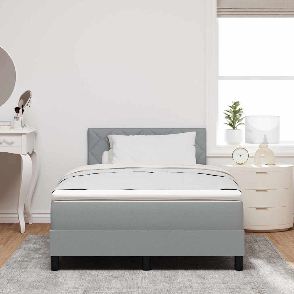 Box spring seng med LED-lysstrimler Lysegrå 120 x 200 cm Stof