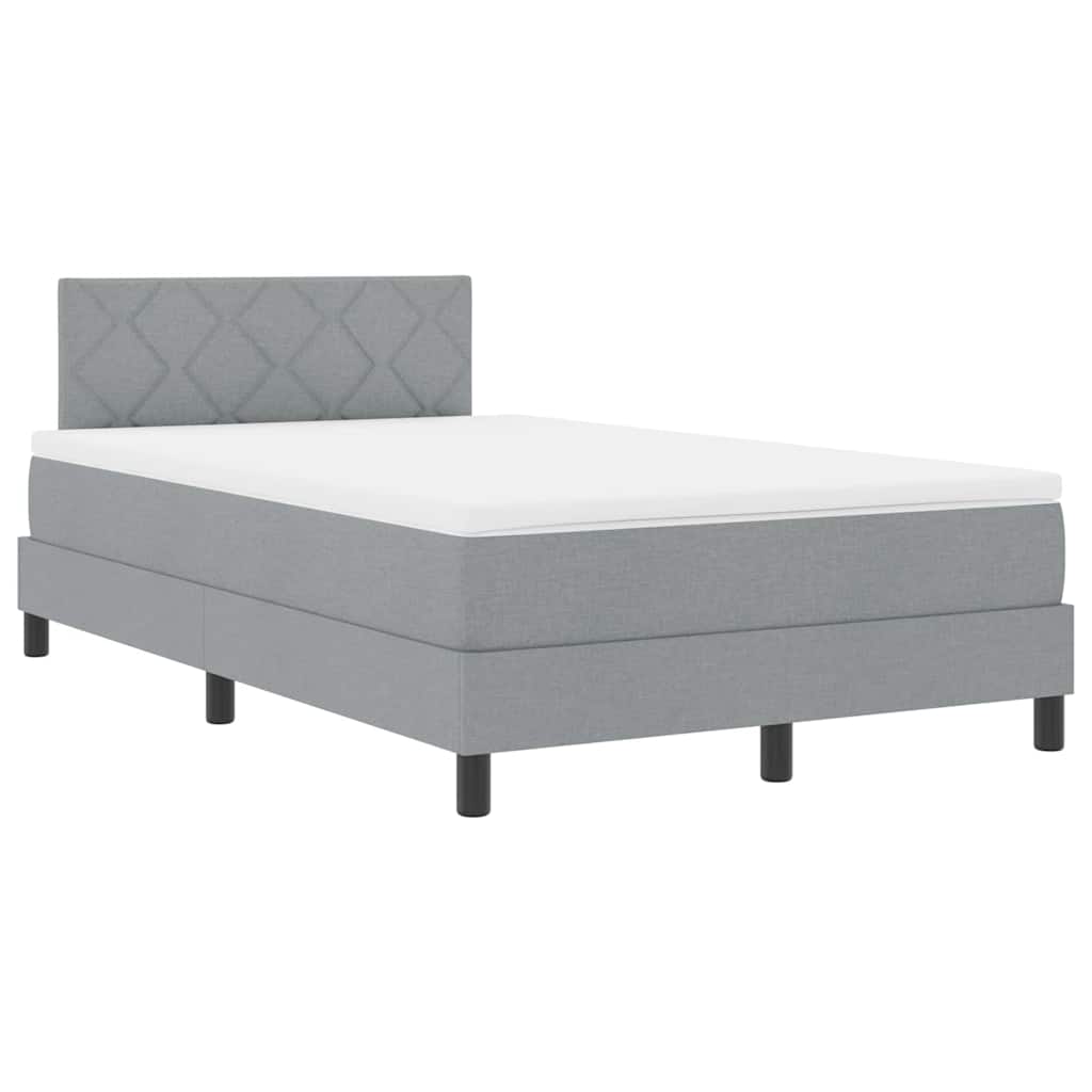 Box spring seng med LED-lysstrimler Lysegrå 120 x 200 cm Stof