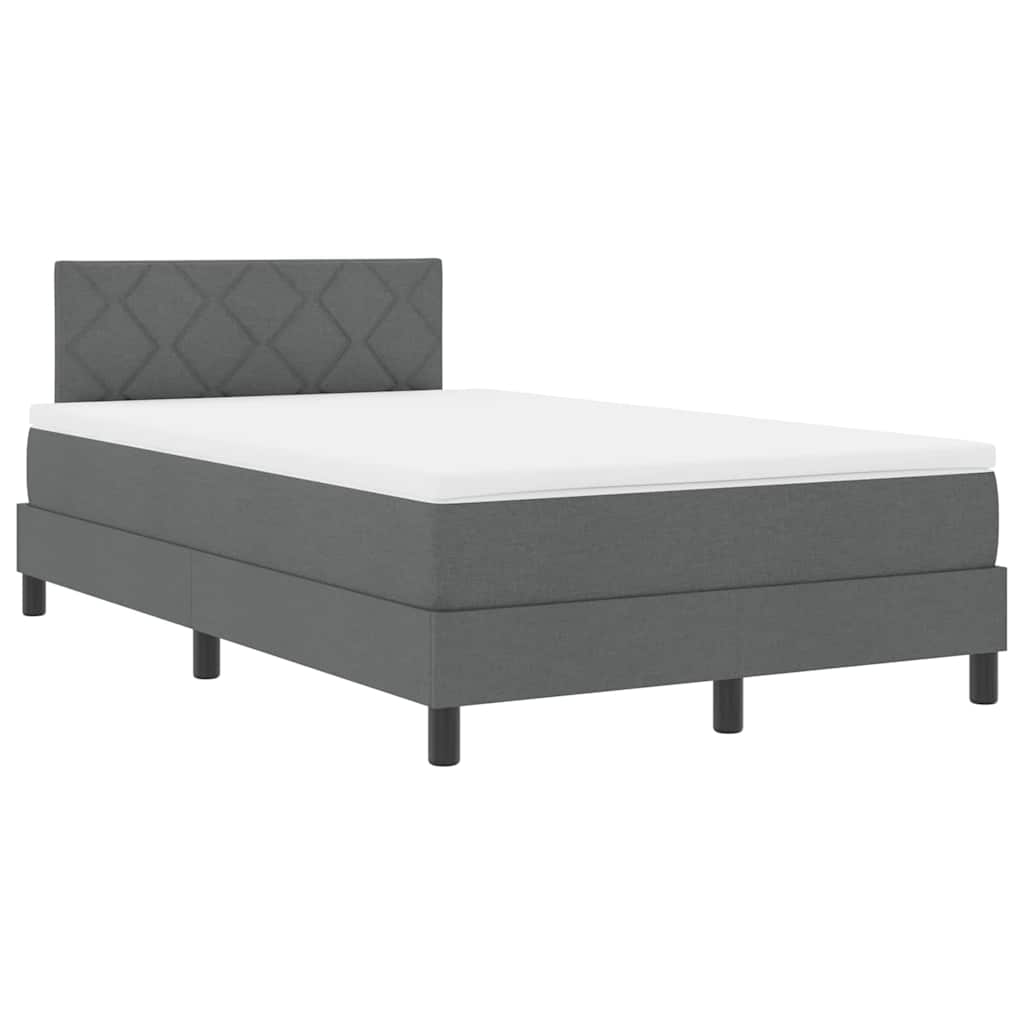 Box spring seng med LED-lysstrimler Mørkegrå 120 x 200 cm Stof