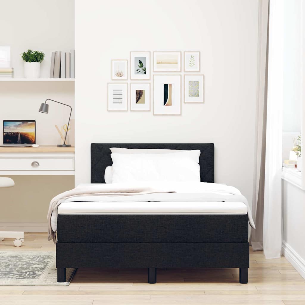 Box spring seng med LED-lysstrimler Sort 120 x 200 cm Stof