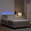 Box spring seng med LED-lysstrimler Gråbrun 120 x 200 cm Stof